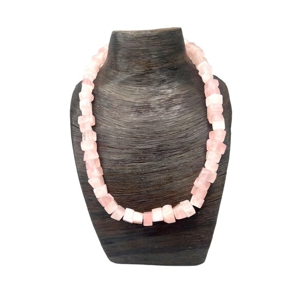 Lauren Ralph Lauren Rose Quartz Necklace Geometric Crystals 16-18"L - Picture 1 of 5